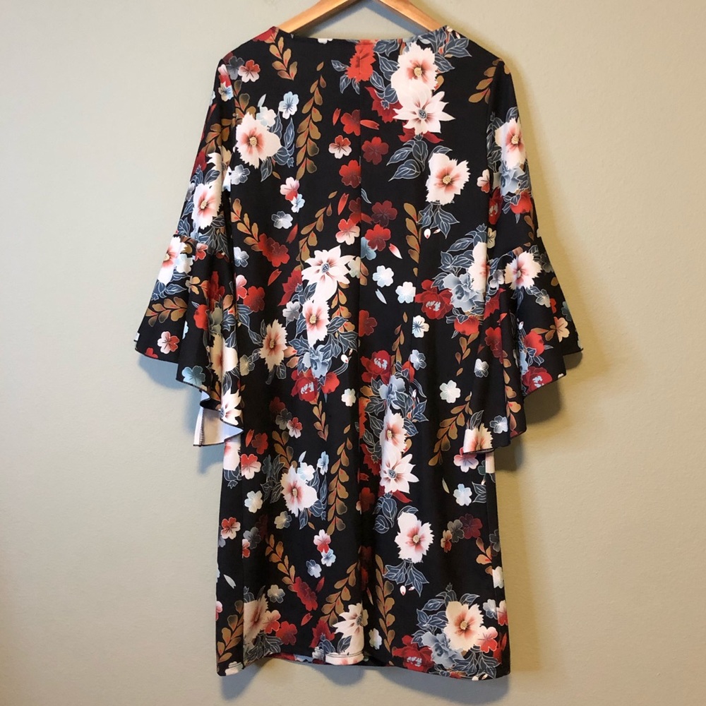 Almatrichi Black Floral Ruffle Sleeve Dress - XL - Picture 2 of 9